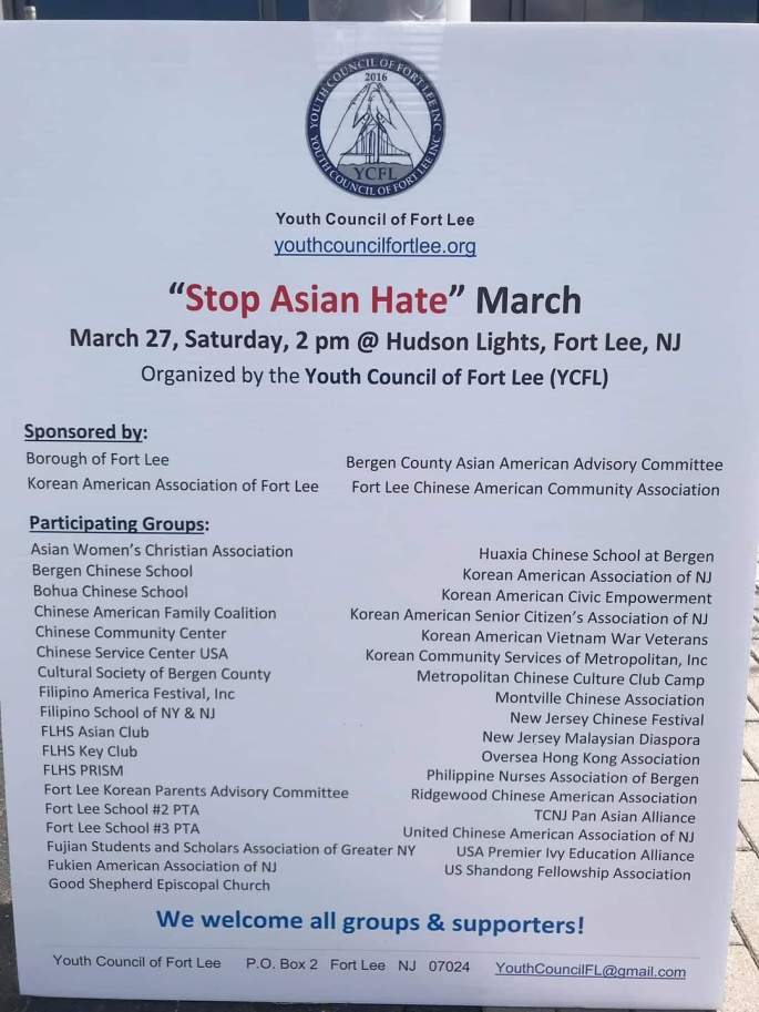 Fort Lee Stop Asian Hate March – Youth Council of Fort Lee