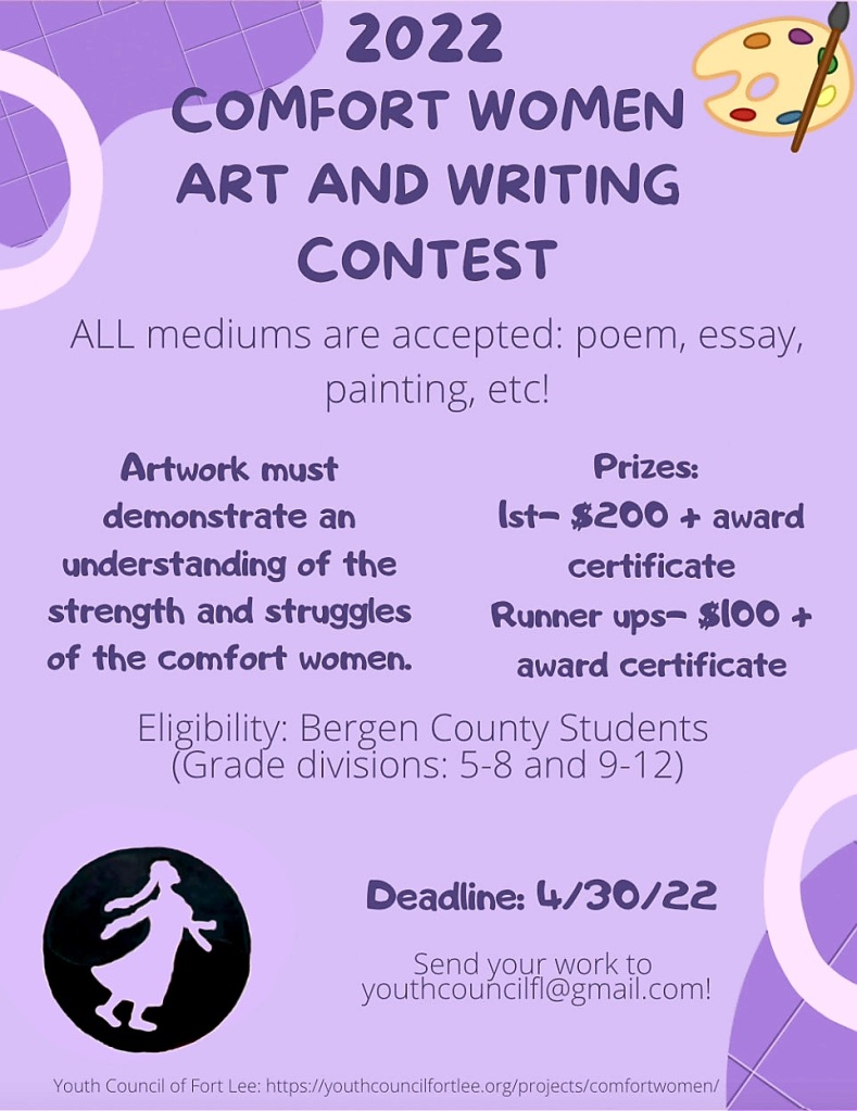 Fort Lee Comfort Women Memorial Art & Writing Contest – Youth Council of Fort  Lee